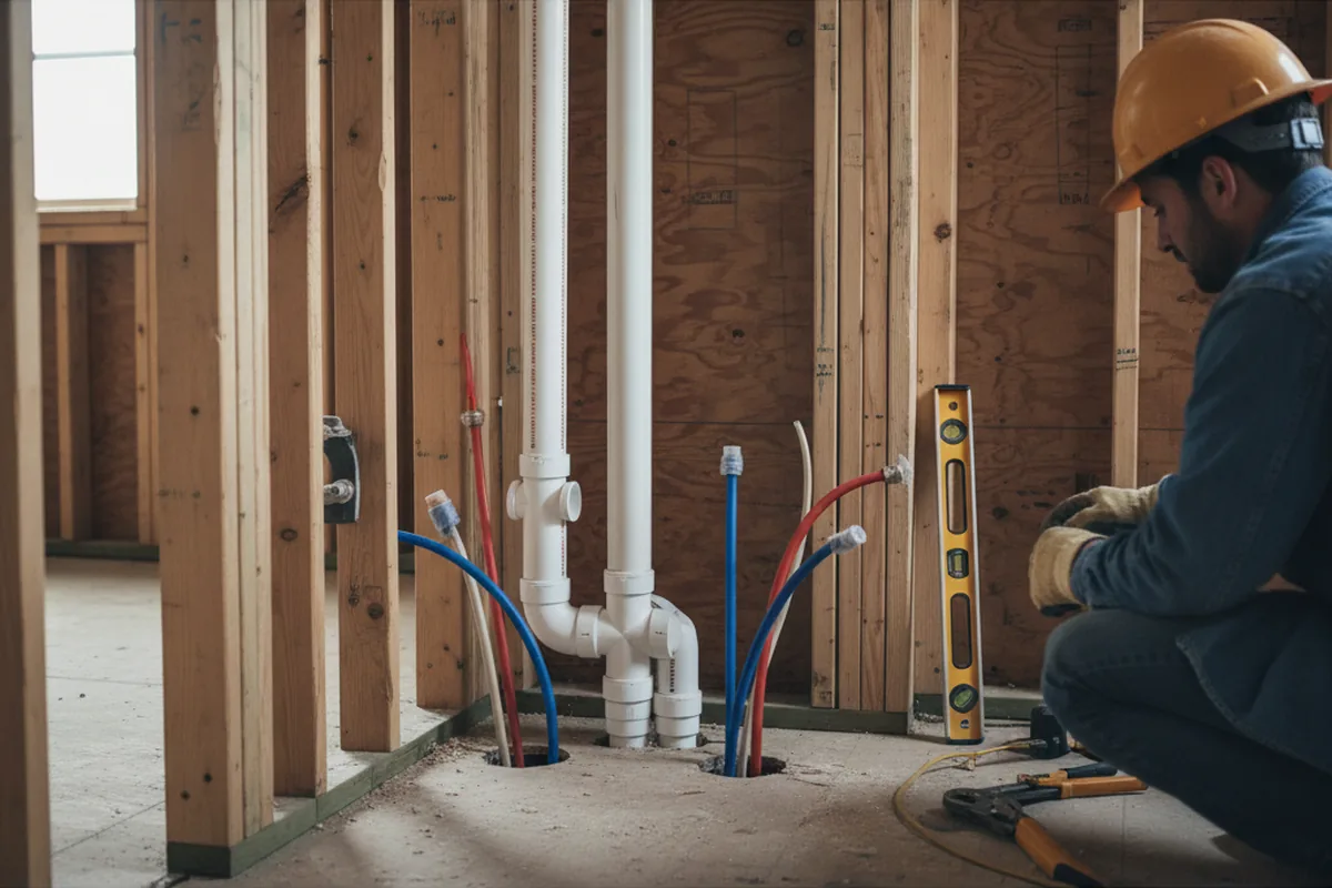 Drain and supply rough-in during Garbage Disposal Repair in Alpine